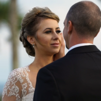 intimate bridal look wedding photography white dress groom beach space coast videography 
