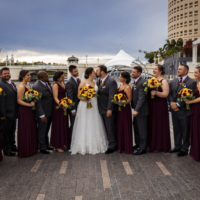 bride groom kiss wedding photography space coast Brevard bridal party