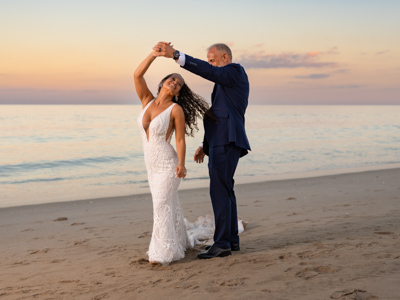 wedding photography space coast portrait session beach bride and groom spin dress