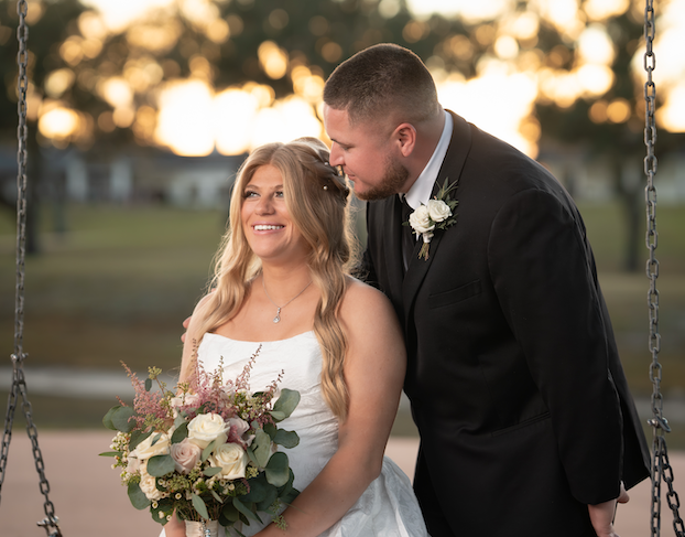 wedding photography space coast portrait session bride and groom outside golden hour
